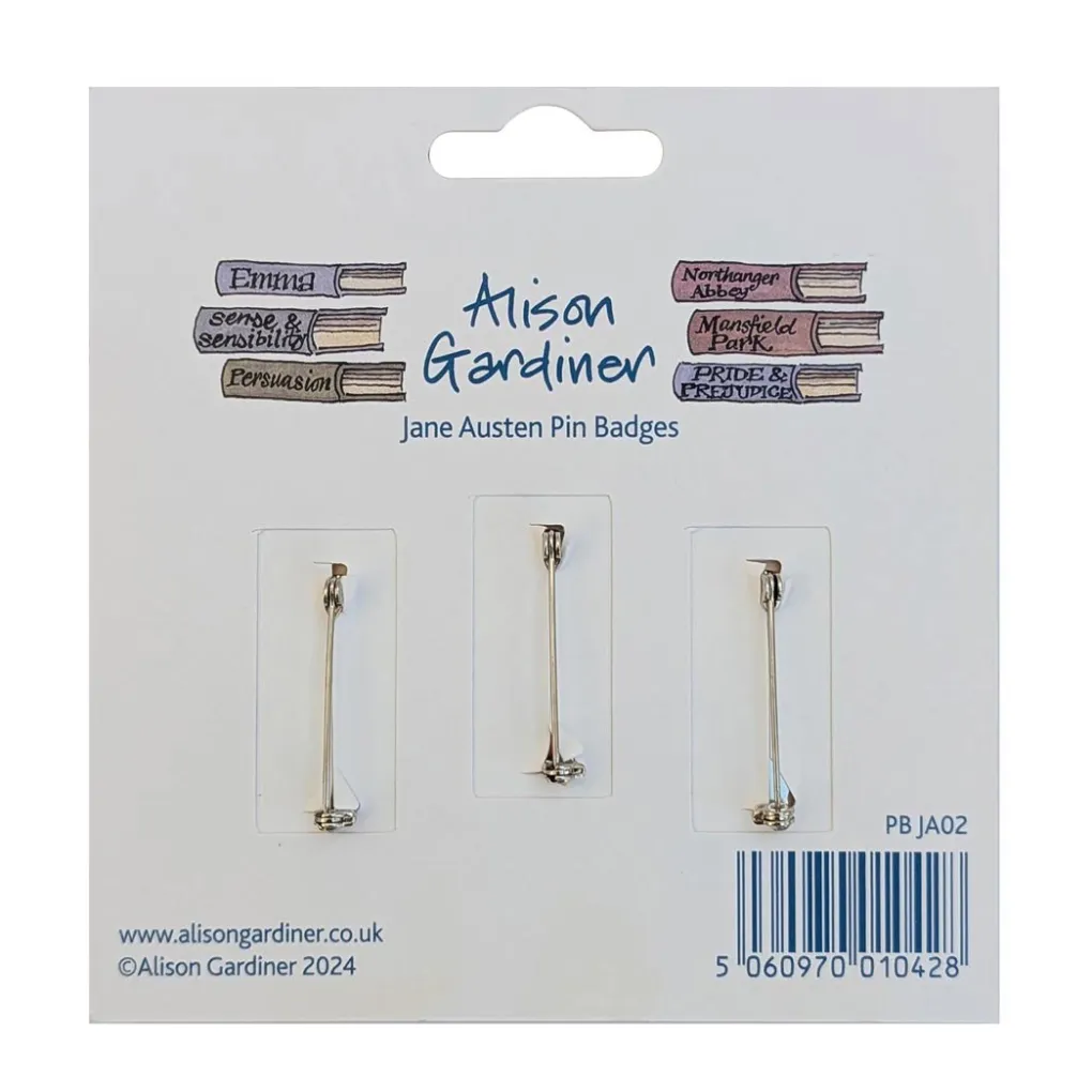 Alison Gardiner Jane Austen Set of 3 Pin Badges