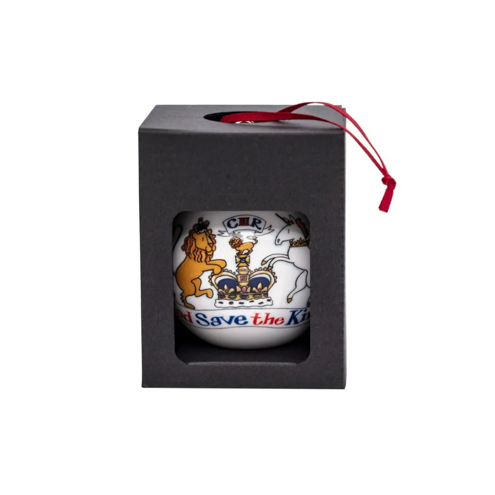 Clearance Alison Gardiner King Charles III Coronation Fine Bone China Bauble