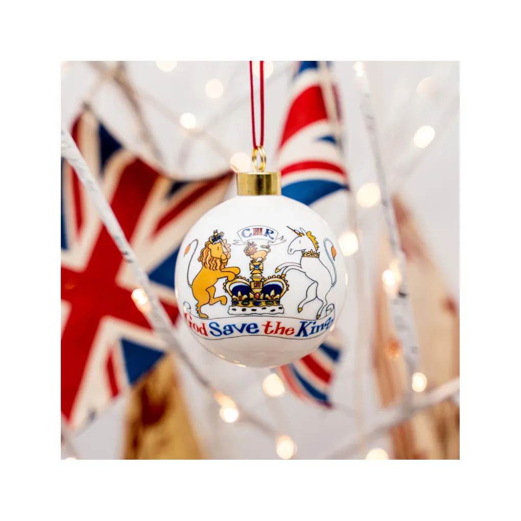 Clearance Alison Gardiner King Charles III Coronation Fine Bone China Bauble