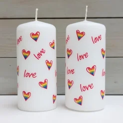 Outlet Alison Gardiner Love Heart Rainbow Pillar Candle