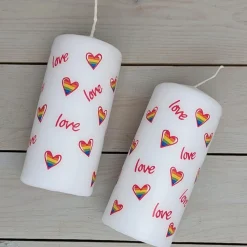 Outlet Alison Gardiner Love Heart Rainbow Pillar Candle