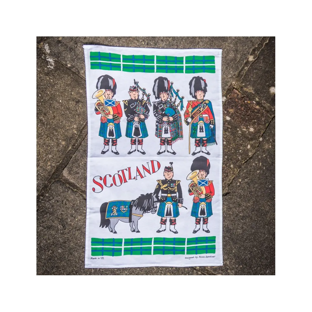 Online Alison Gardiner Scottish Pipers Tea Towel
