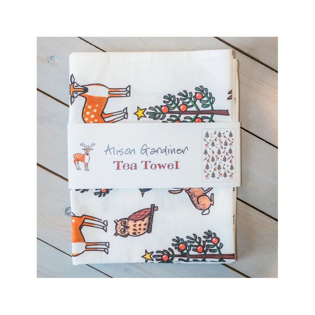 Online Alison Gardiner Winter Wildlife Tea Towel